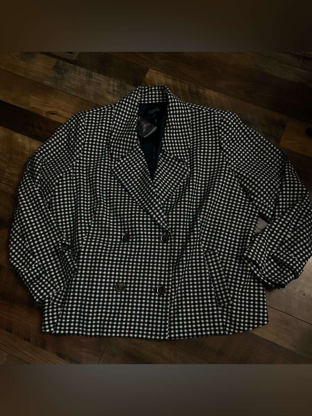 Dennis Basso Plaid Double Breasted Blazer Jacket 26W